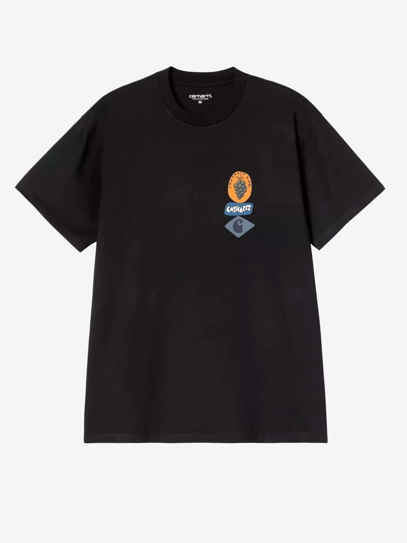 T-shirt nera S/S con grafica 'Stacked Grapes'