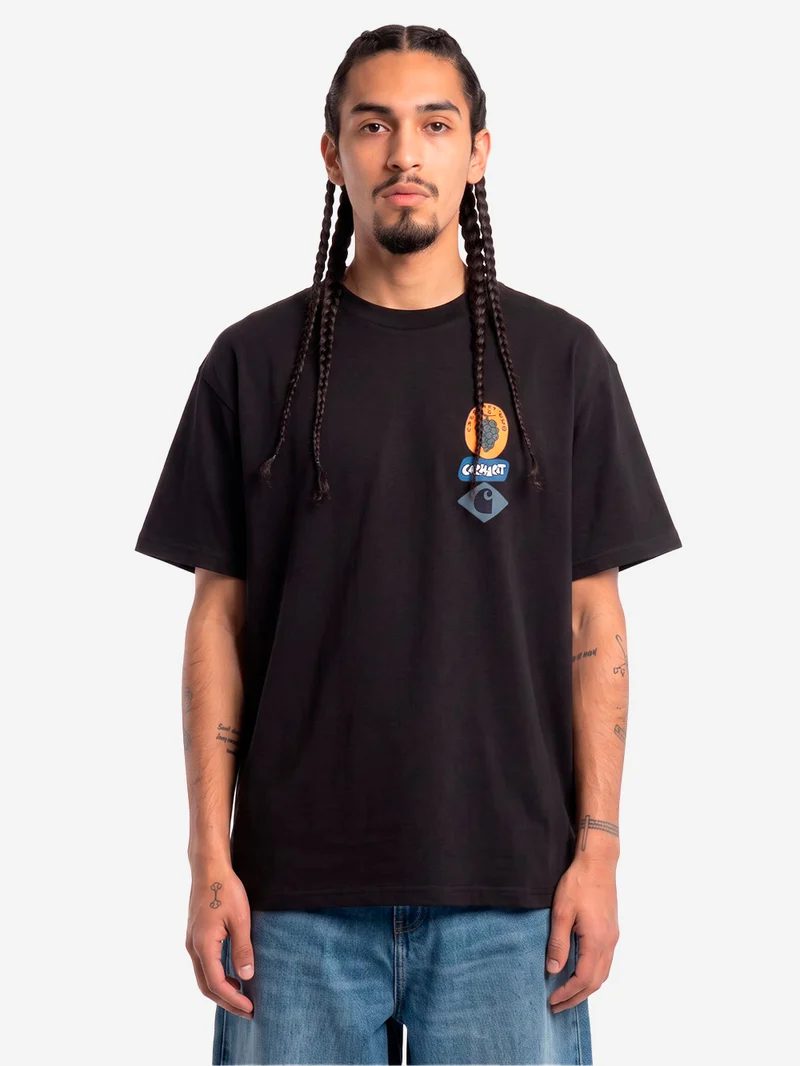 T-shirt nera S/S con grafica 'Stacked Grapes'