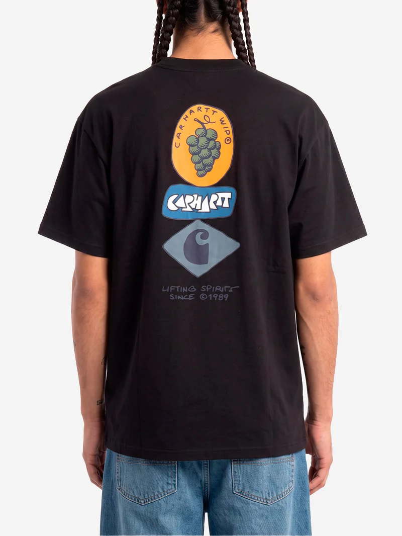 T-shirt nera S/S con grafica 'Stacked Grapes'