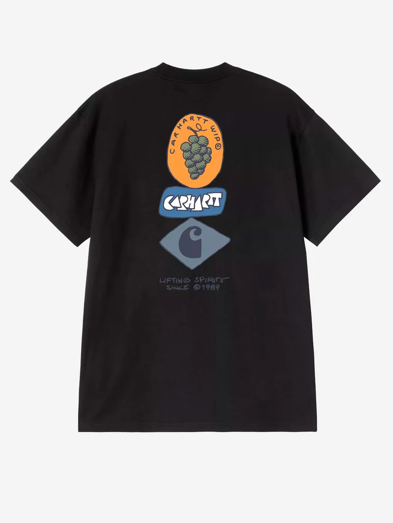 T-shirt nera S/S con grafica 'Stacked Grapes'