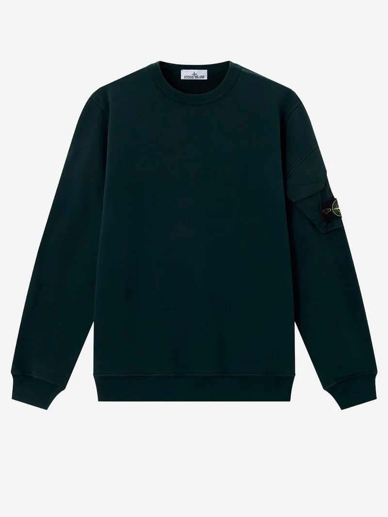 Felpa Girocollo verde scuro Sleeve Pocket Badge