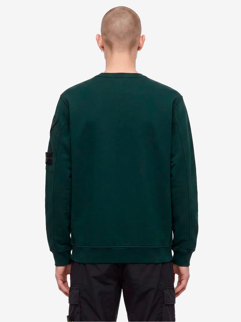 Felpa Girocollo verde scuro Sleeve Pocket Badge