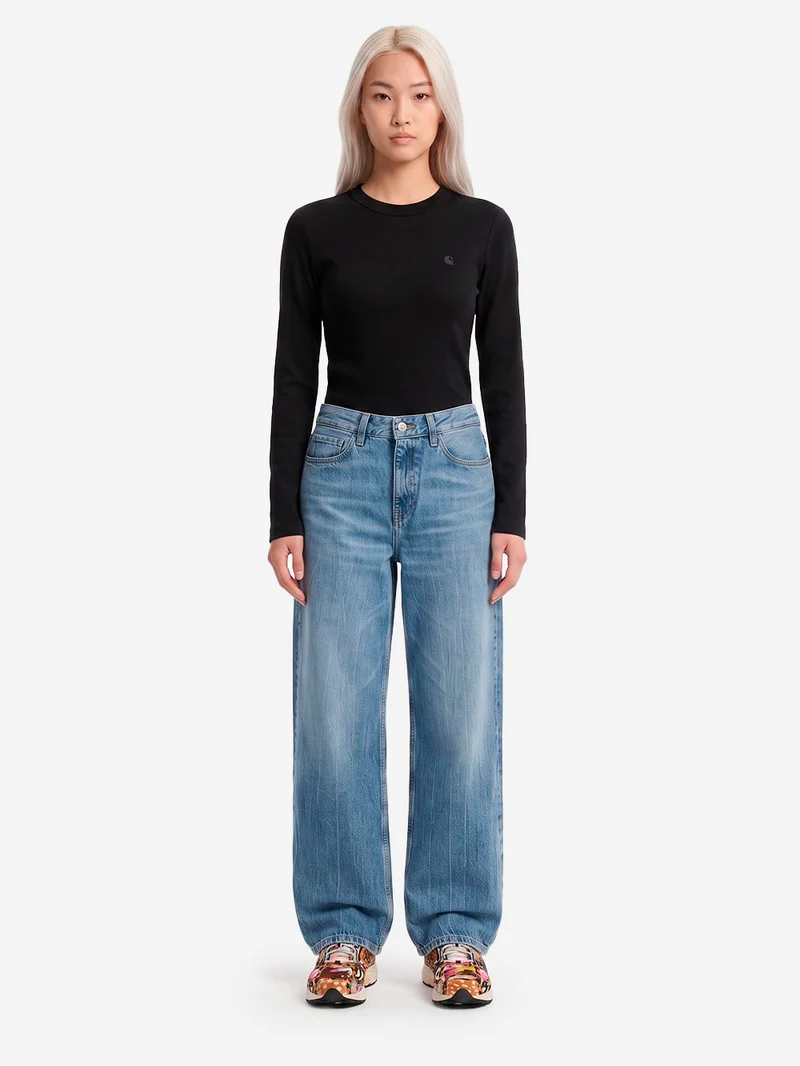 T-shirt a manica lunga 'Philipa' nera in cotone elasticizzato