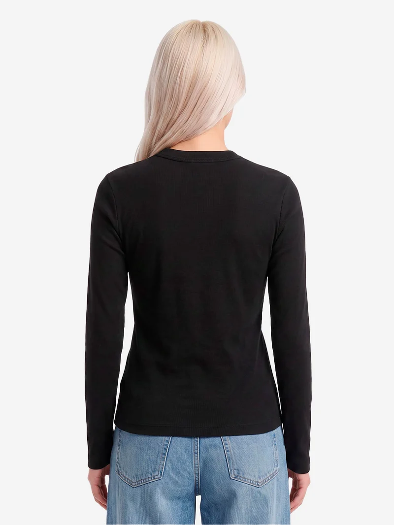 T-shirt a manica lunga 'Philipa' nera in cotone elasticizzato
