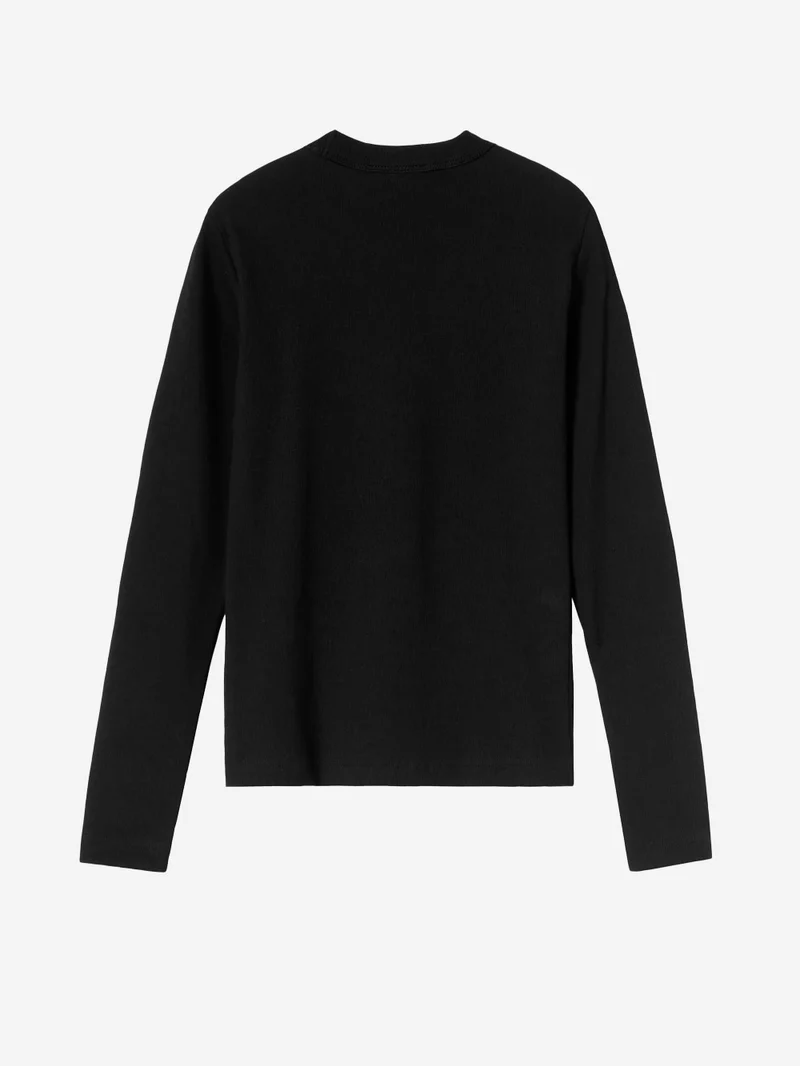 T-shirt a manica lunga 'Philipa' nera in cotone elasticizzato