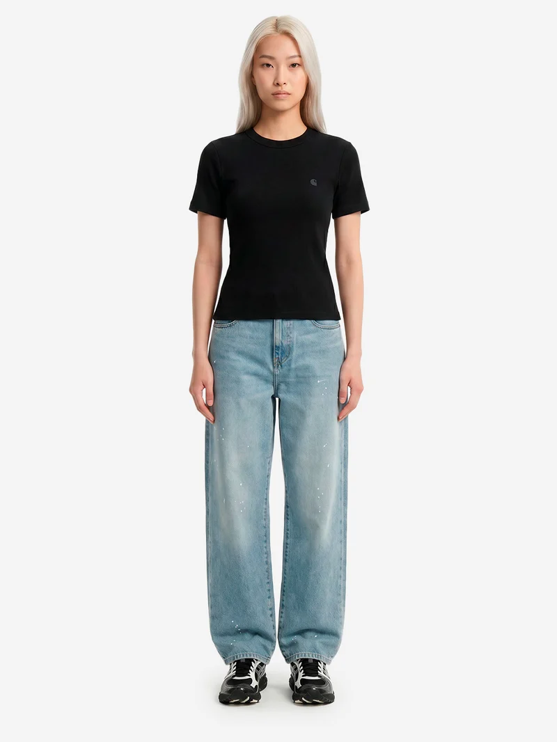 T-shirt 'Philipa' nera in cotone elasticizzato