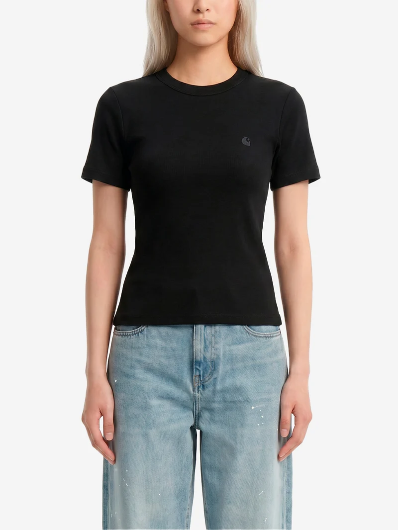 T-shirt 'Philipa' nera in cotone elasticizzato