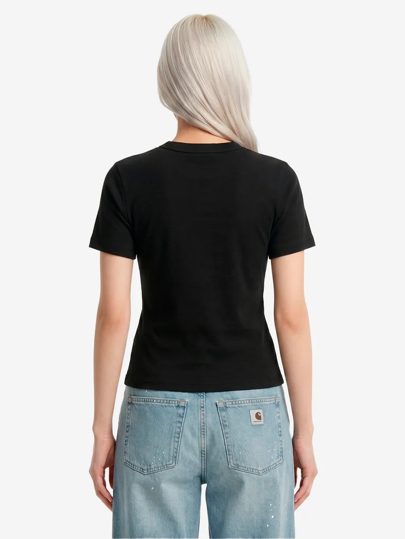 T-shirt 'Philipa' nera in cotone elasticizzato
