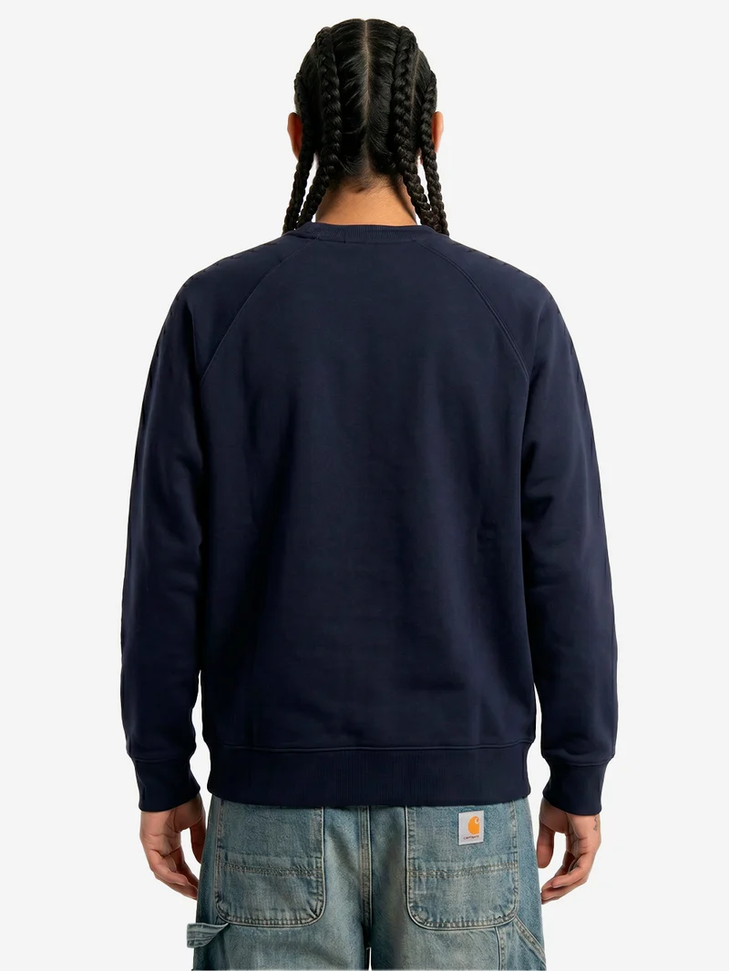 Felpa girocollo navy 'Chase Sweat' con logo ricamato