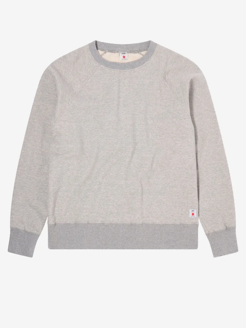 Felpa girocollo grigia con maniche raglan