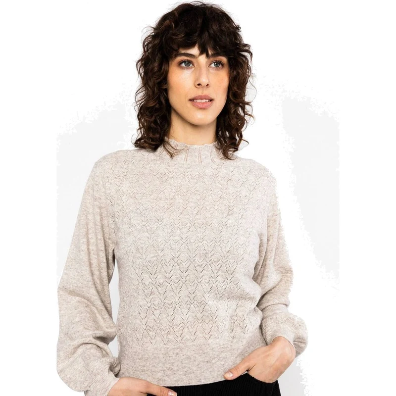Blutsgeschwister Feeling Fancy damen Wollpullover driftwood-glow-melange-beige