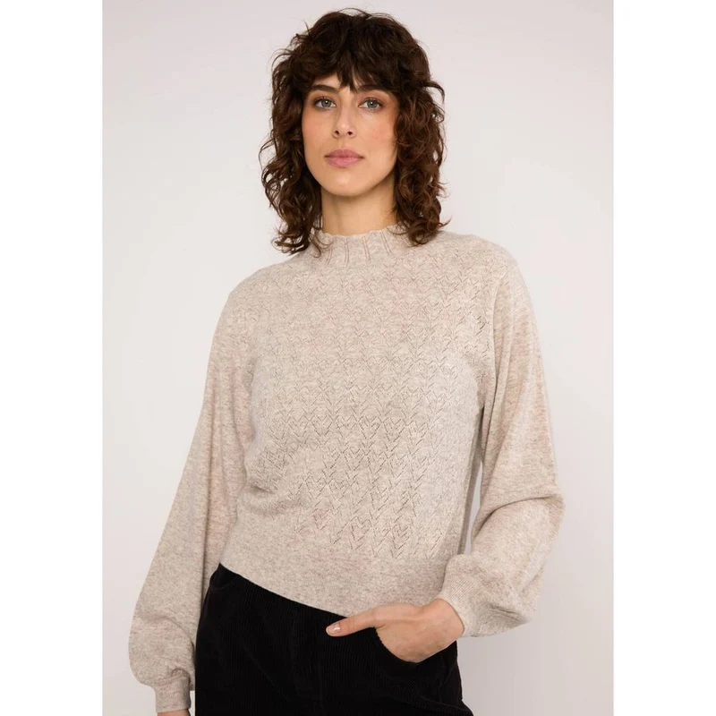 Blutsgeschwister Feeling Fancy damen Wollpullover driftwood-glow-melange-beige