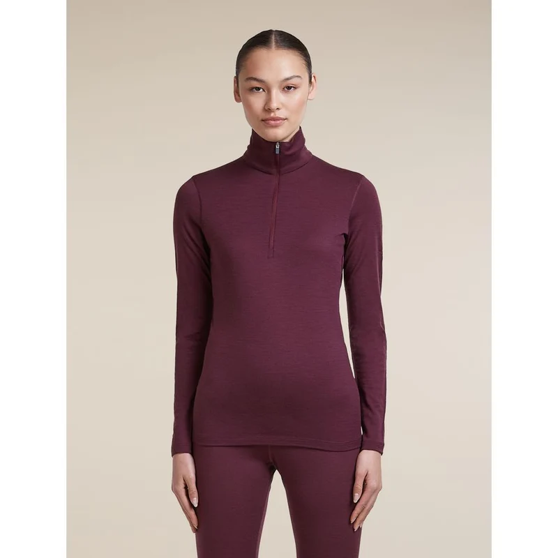 Icebreaker W 200 Oasis LS Half Zip Damen Funktionsshirt dk-berry