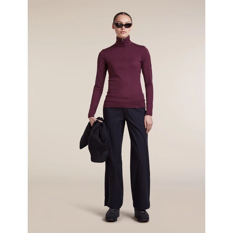 Icebreaker W 200 Oasis LS Half Zip Damen Funktionsshirt dk-berry