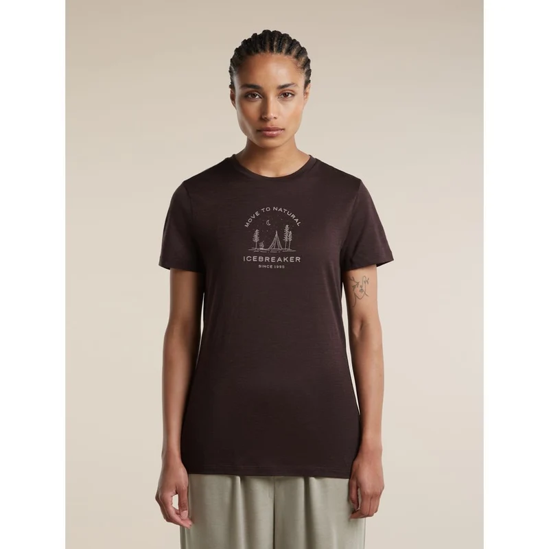 Icebreaker Mer 150 Tech Lite SS Tee Peace Pas Damen Funktionsshirt bittersweet