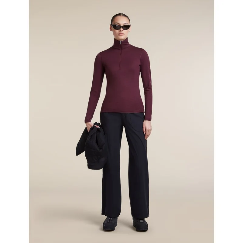 Icebreaker Mer 200 Oasis High Rise Damen Thermoleggings dk-berry