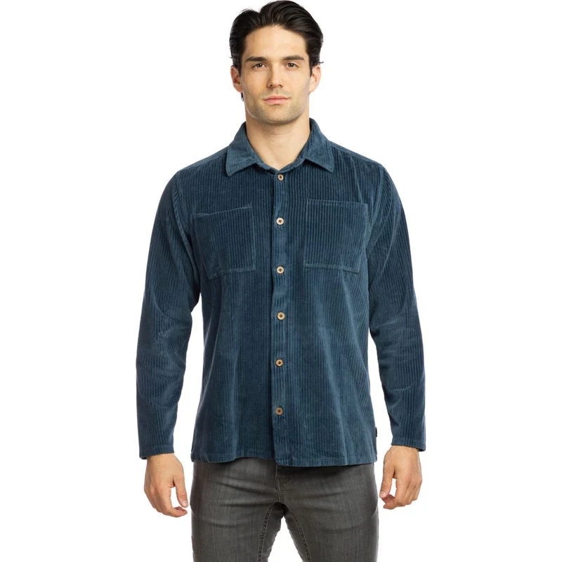 Chillaz Tatra Herren Frottee-Cordhemd dark-blue