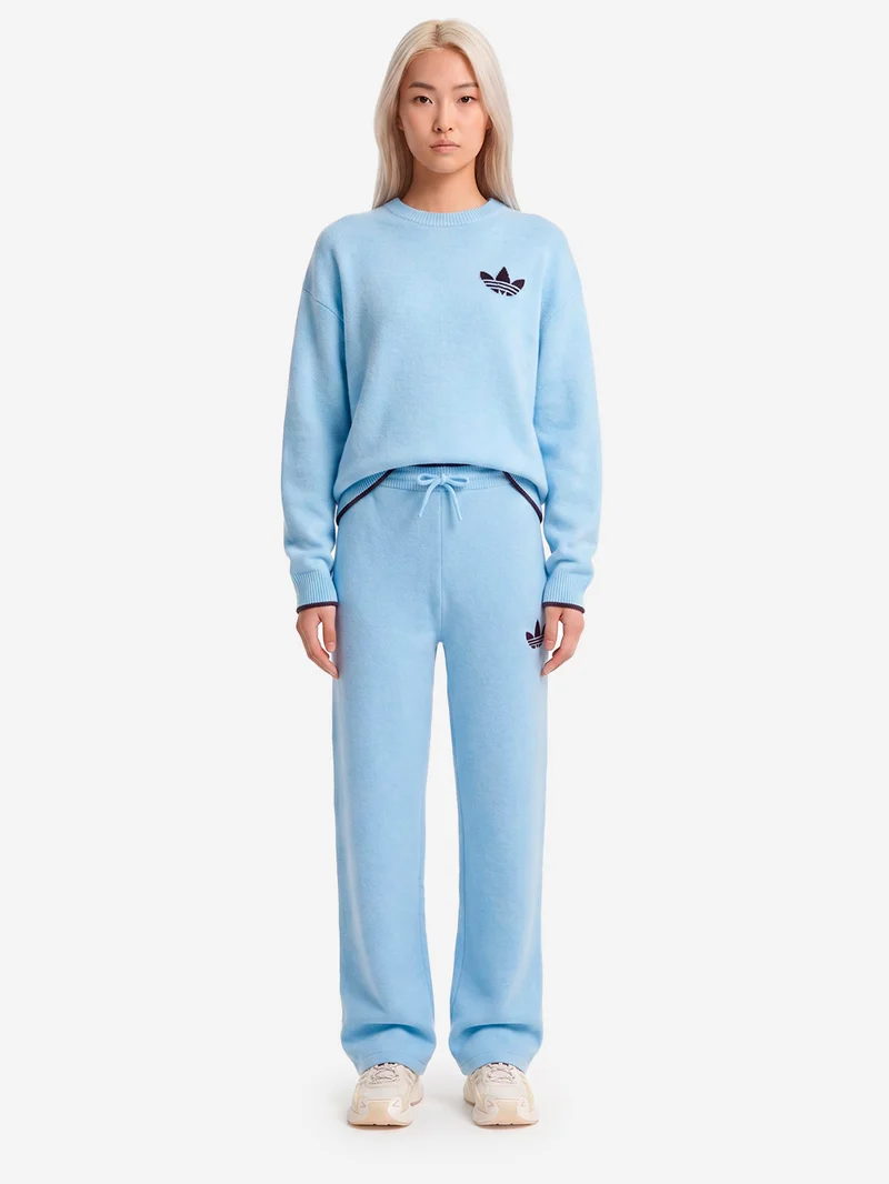 Pantaloni ESS Knit celesti con bordature a contrasto