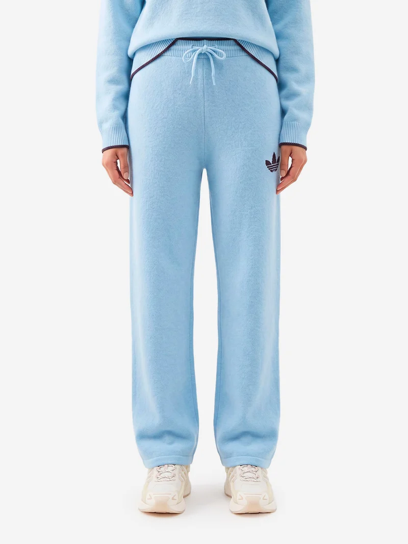 Pantaloni ESS Knit celesti con bordature a contrasto
