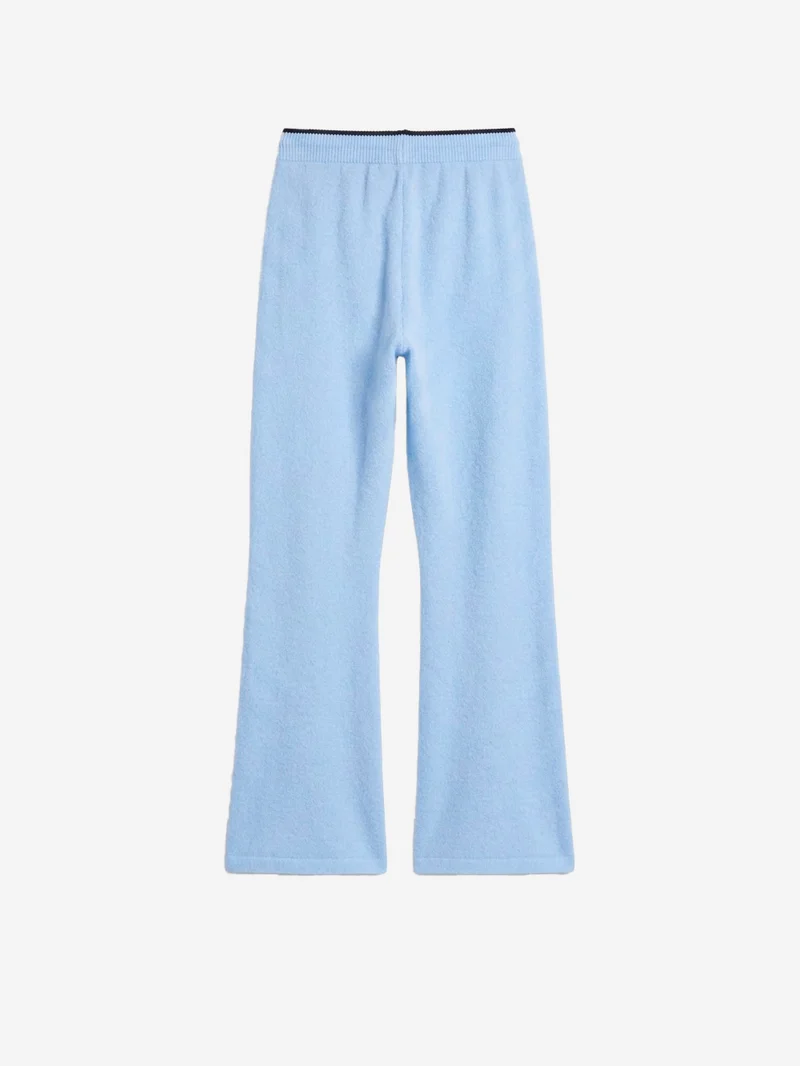 Pantaloni ESS Knit celesti con bordature a contrasto