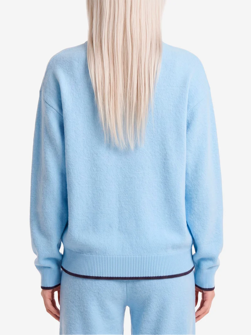 Maglione girocollo azzurro ESS Knit Tipping