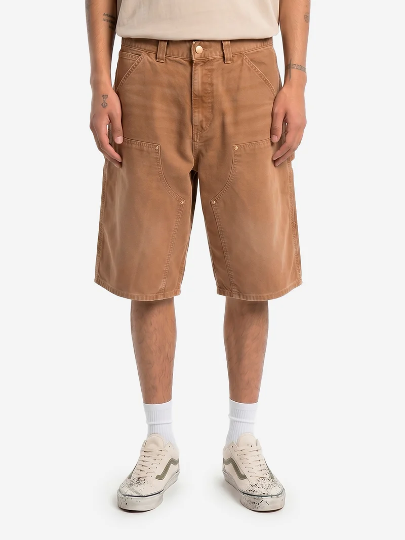 Shorts OG 'Double Knee' marroni con trattamento distressed