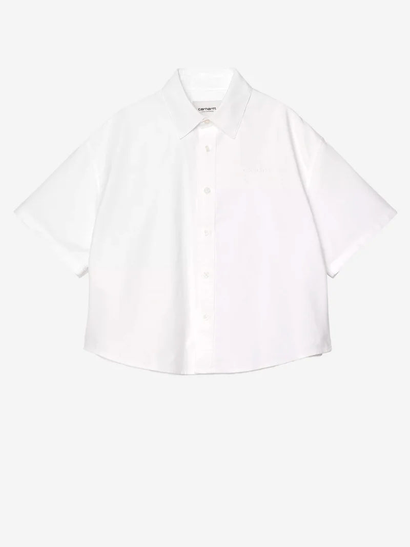 Camicia a manica corta bianca S/S 'Kaia' boxy fit