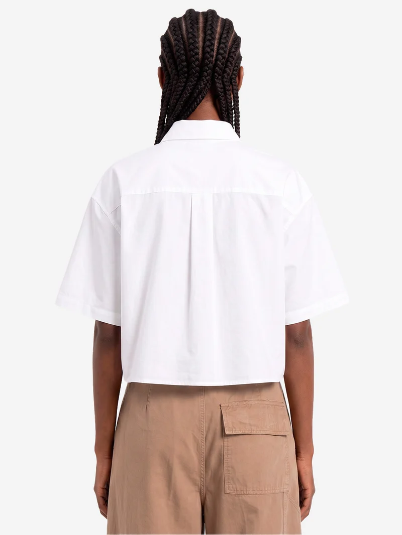 Camicia a manica corta bianca S/S 'Kaia' boxy fit