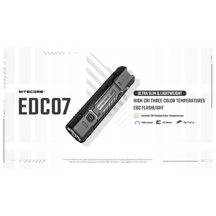 Nitecore | EDC07 | Oplaadbare Zaklamp | 1.500 Lumen