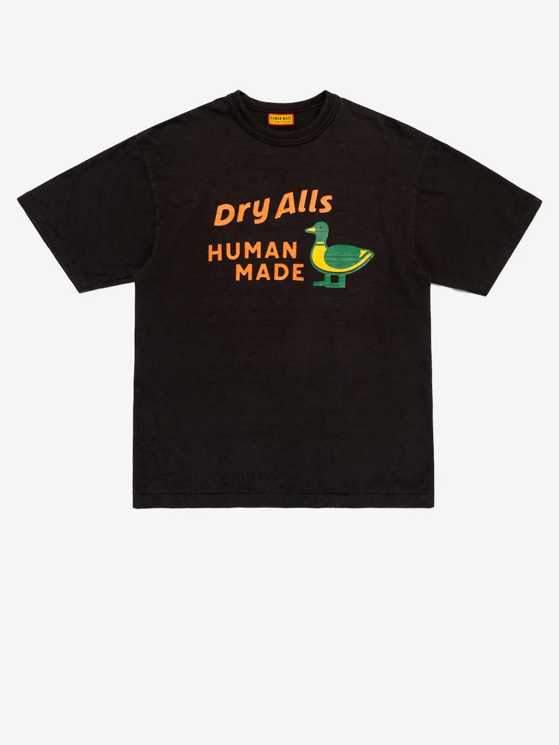 T-shirt nera con grafica duck e heart logo