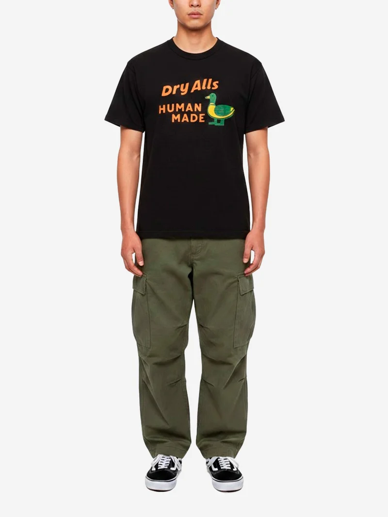 T-shirt nera con grafica duck e heart logo