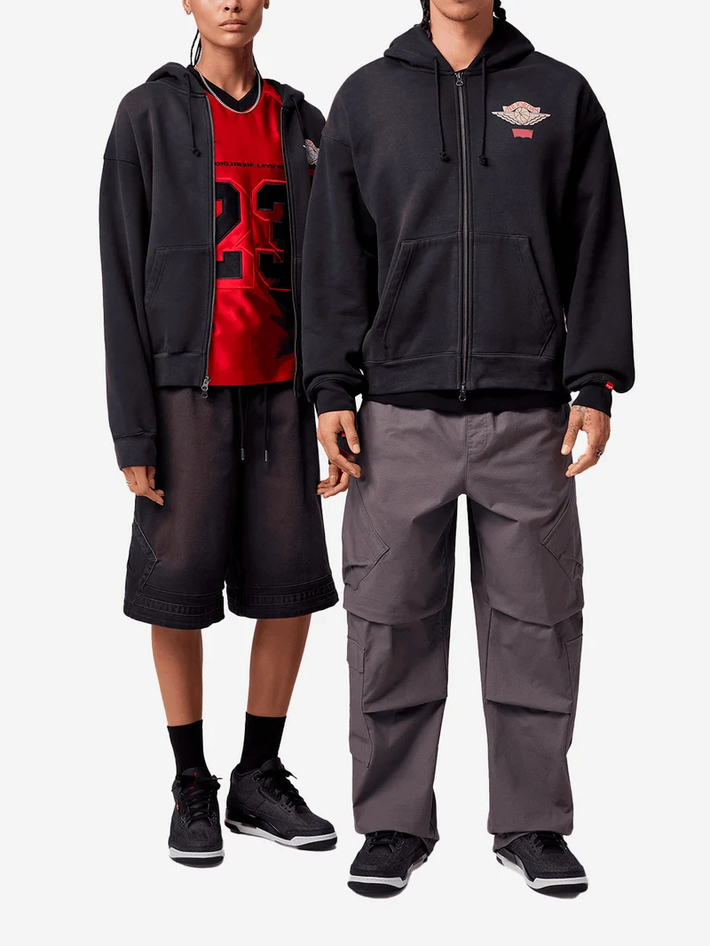 Felpa con cappuccio nera e zip a due vie x Levi's
