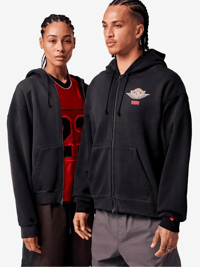 Felpa con cappuccio nera e zip a due vie x Levi's