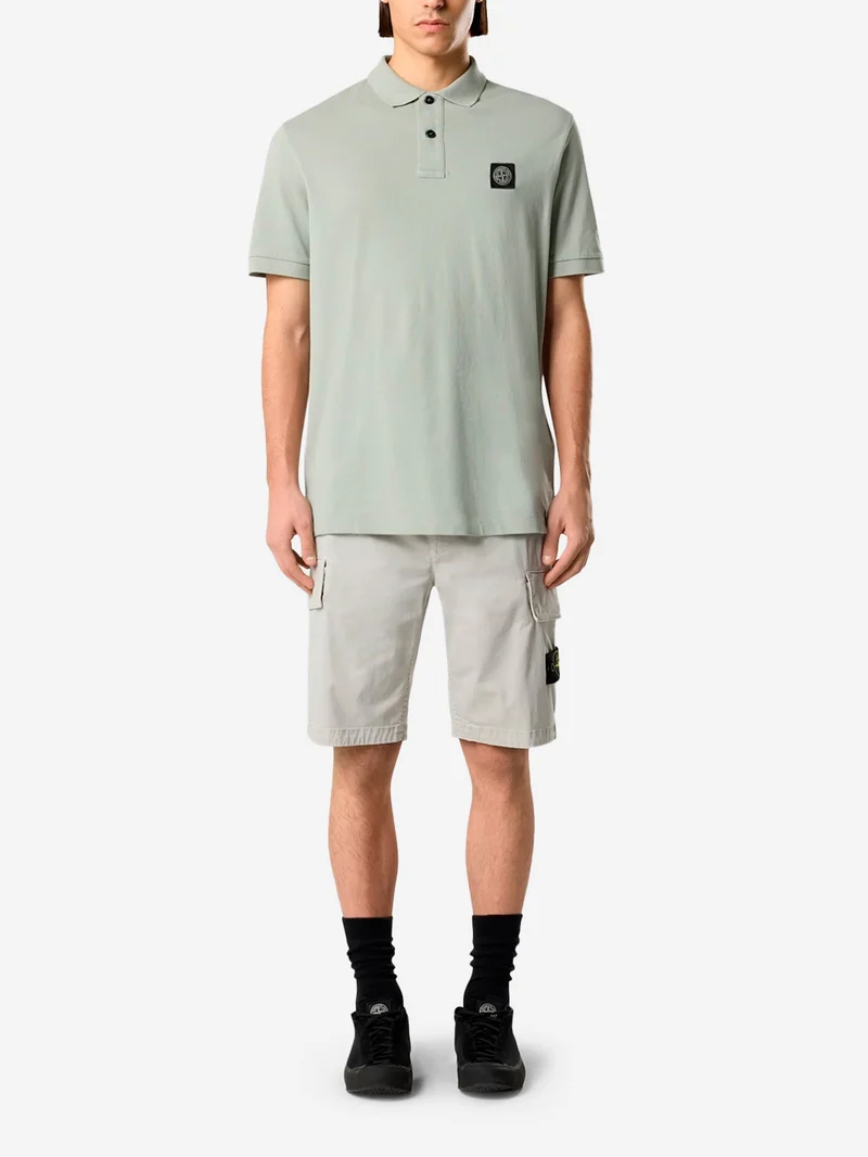 Shorts cargo grigi slim con cuciture asimmetriche ed effetto old