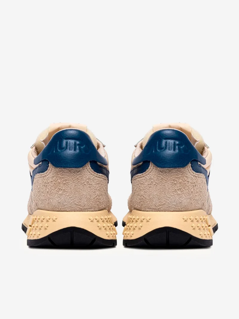 M Reelwind Low in nylon e suede con pelle ecrù e blu