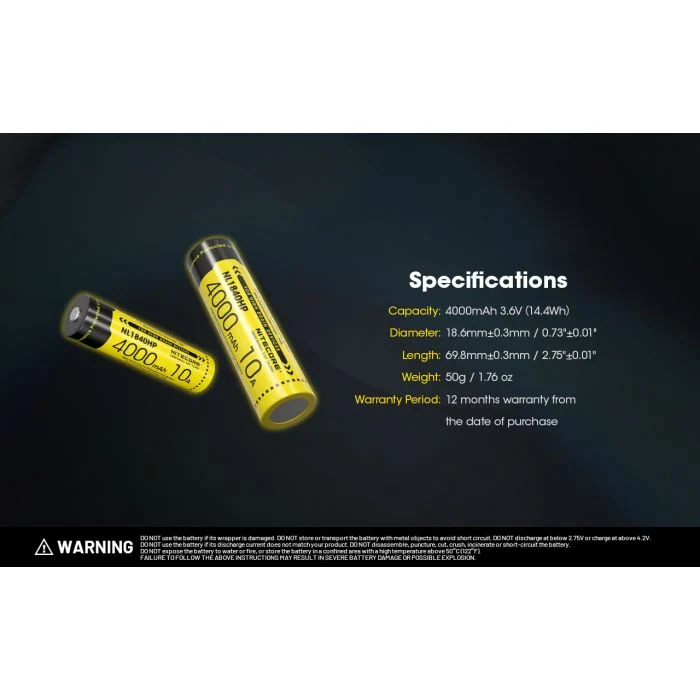 Nitecore | NL1840HP | Accu 18650 | 4.0 Ah