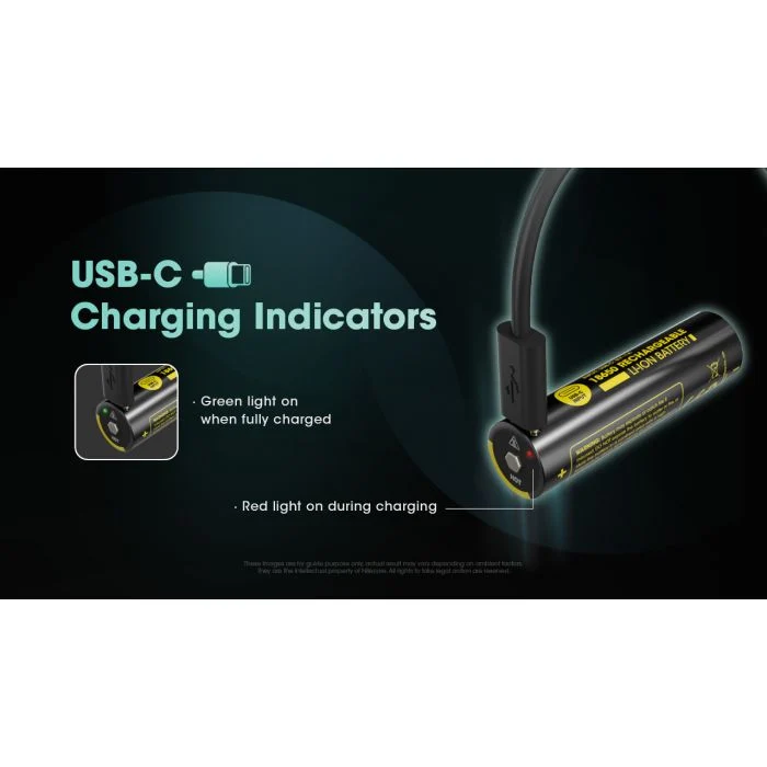 Nitecore | NL1836R | Accu 18650 | 3.6 Ah | USB-C Poort