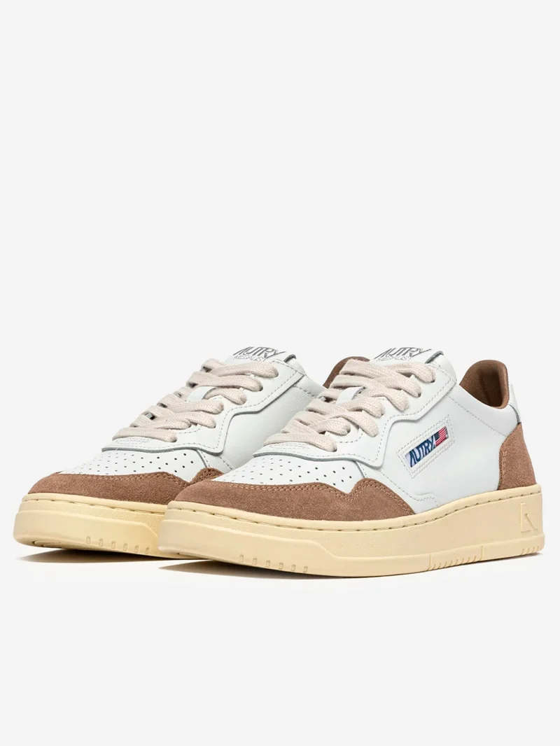 M Medalist Low in pelle bianca e suede antilope