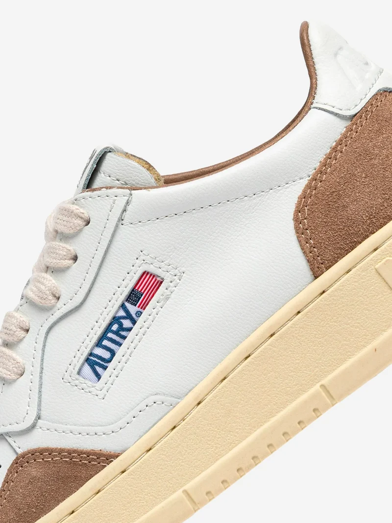 M Medalist Low in pelle bianca e suede antilope