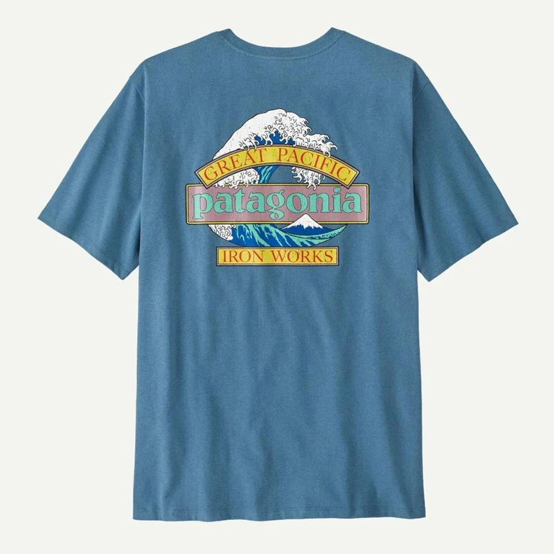 Patagonia M Great Waves Responsibili-Tee shore blue Herren T-Shirt