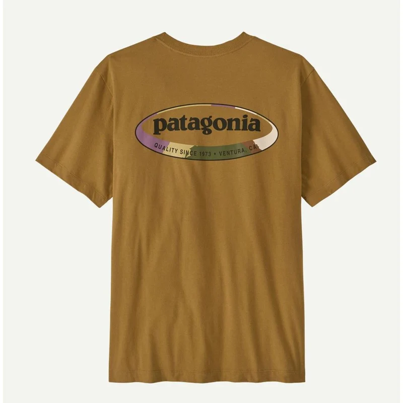 Patagonia M `95 Oval Logo T-Shirt bobcat brown sunshine Herren