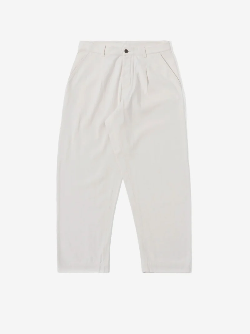 Pantaloni Duke ecru in cotone fiammato