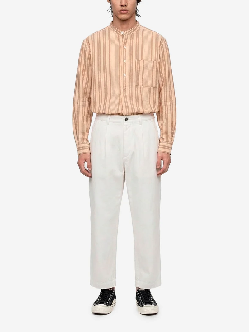 Pantaloni Duke ecru in cotone fiammato