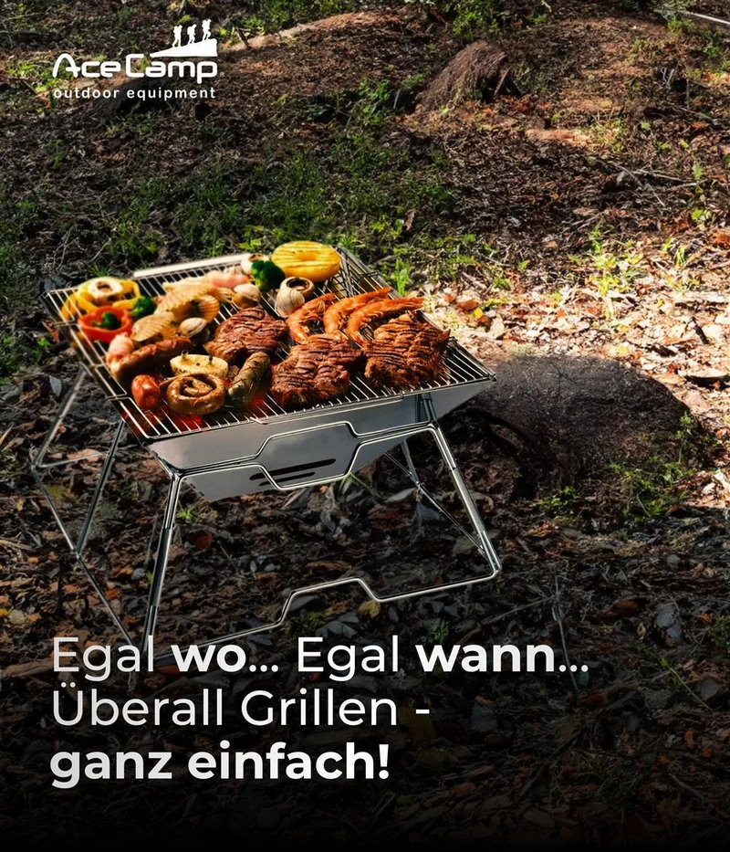 AceCamp Holzkohlegrill To Go Medium – faltbar & tragbar