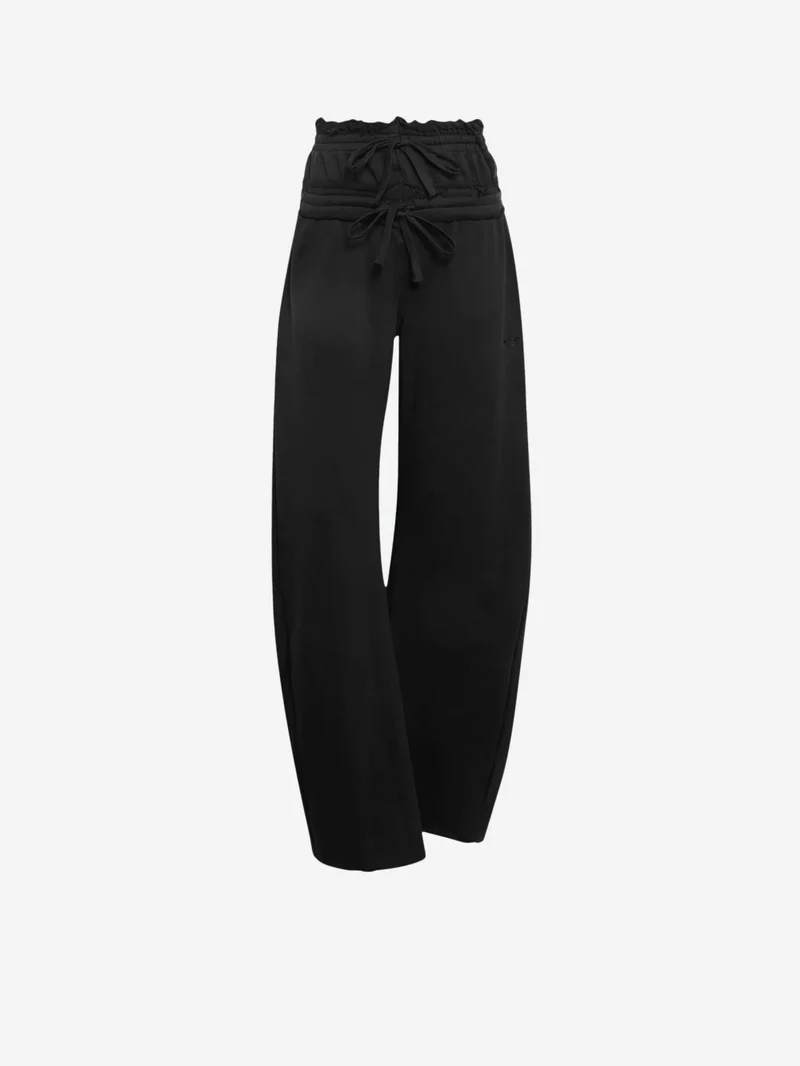 Pantaloni neri in French Terry con doppio girovita