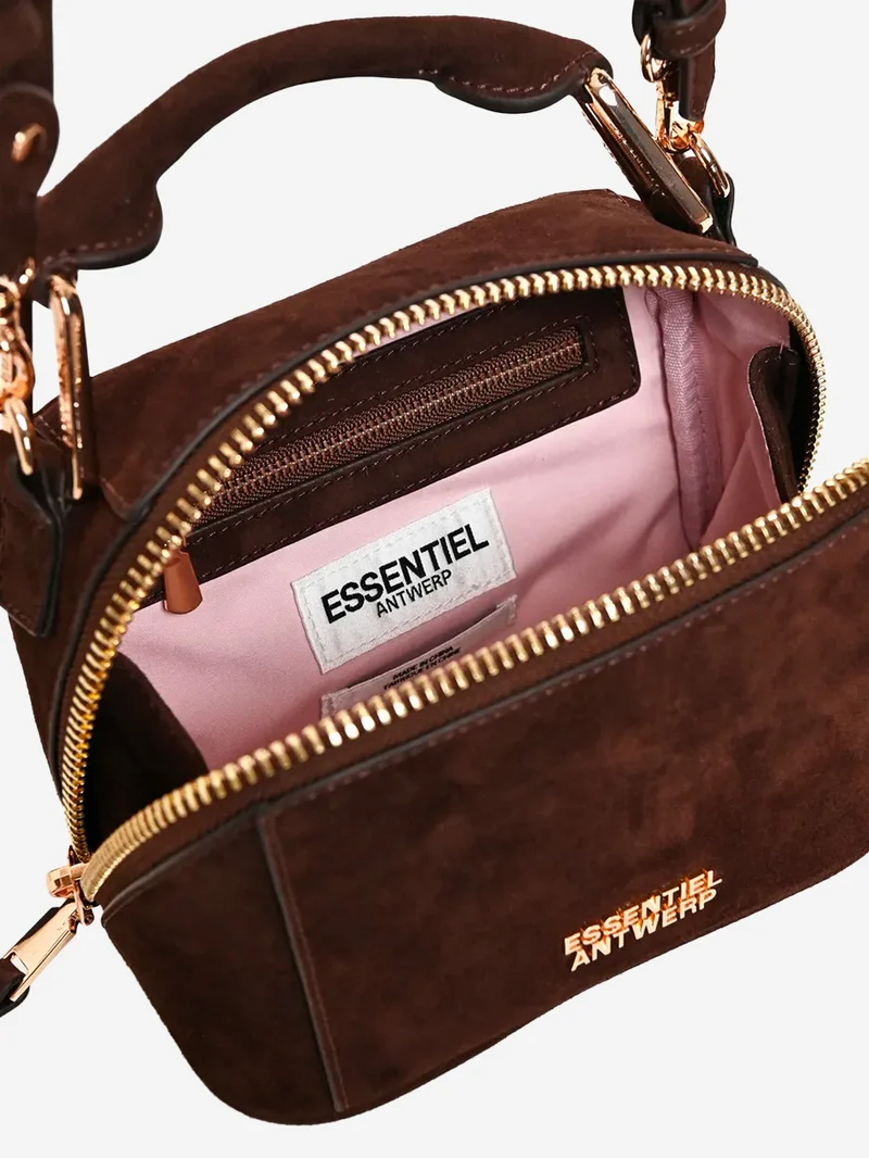 Mini borsa 'Bobbi' in suede marrone con zip obliqua