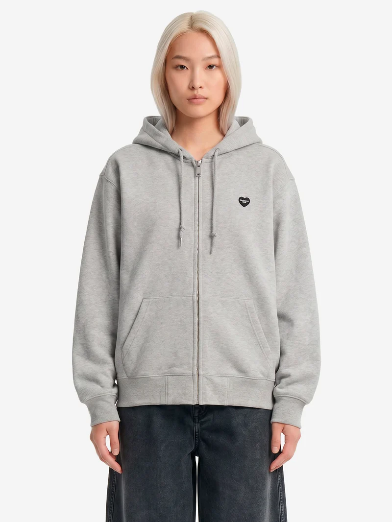 Felpa grigia con cappuccio HD Small Heart Patch