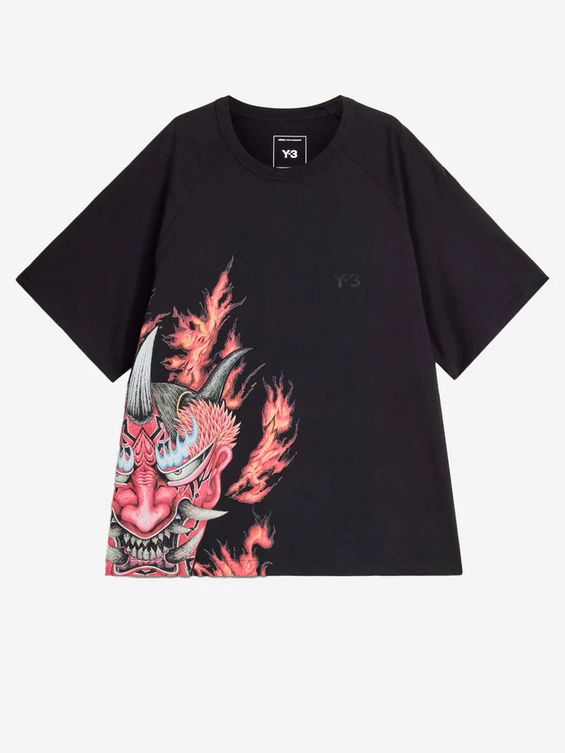 T-Shirt nera con grafica oni-mask