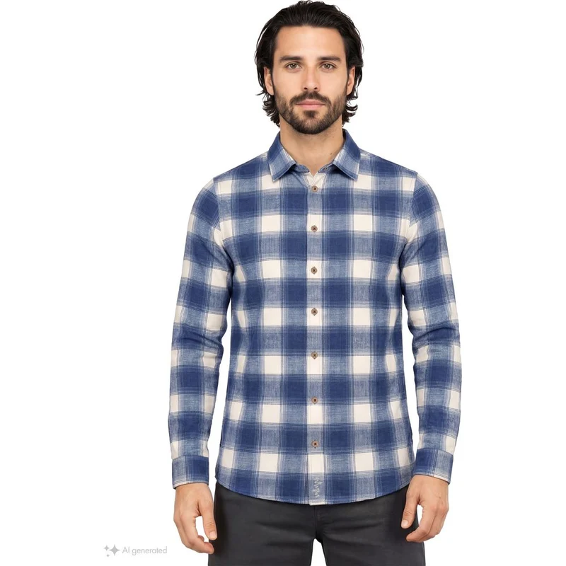 Chillaz Sebastian 20 Karo Herren Langarmhemd dark-blue
