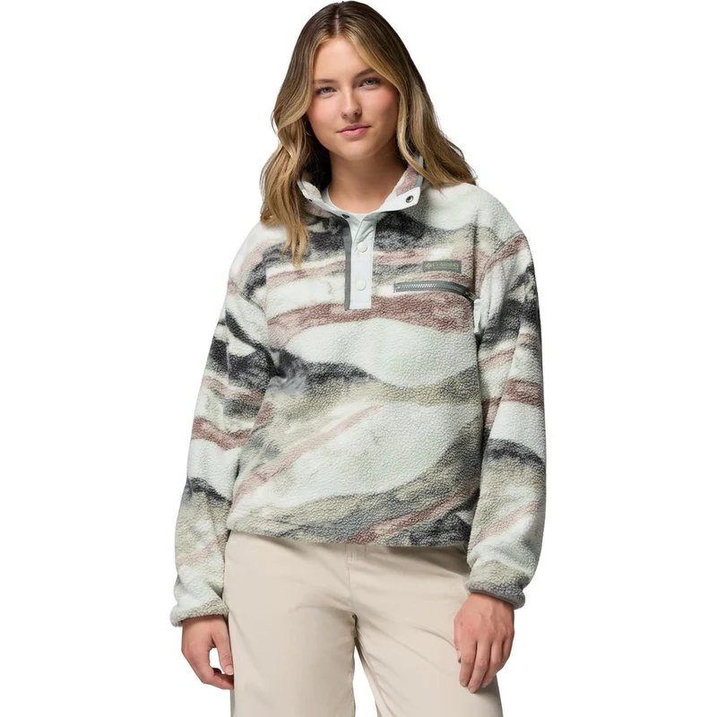 Columbia Helvetia™ II Printed Cropped Half Snap Damen Fleecepullover sedona-sage,-su
